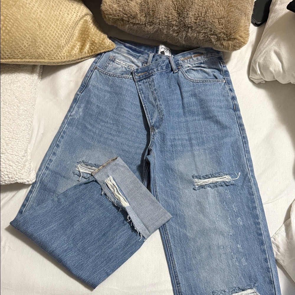 Classic Blue Distressed womens Jeans